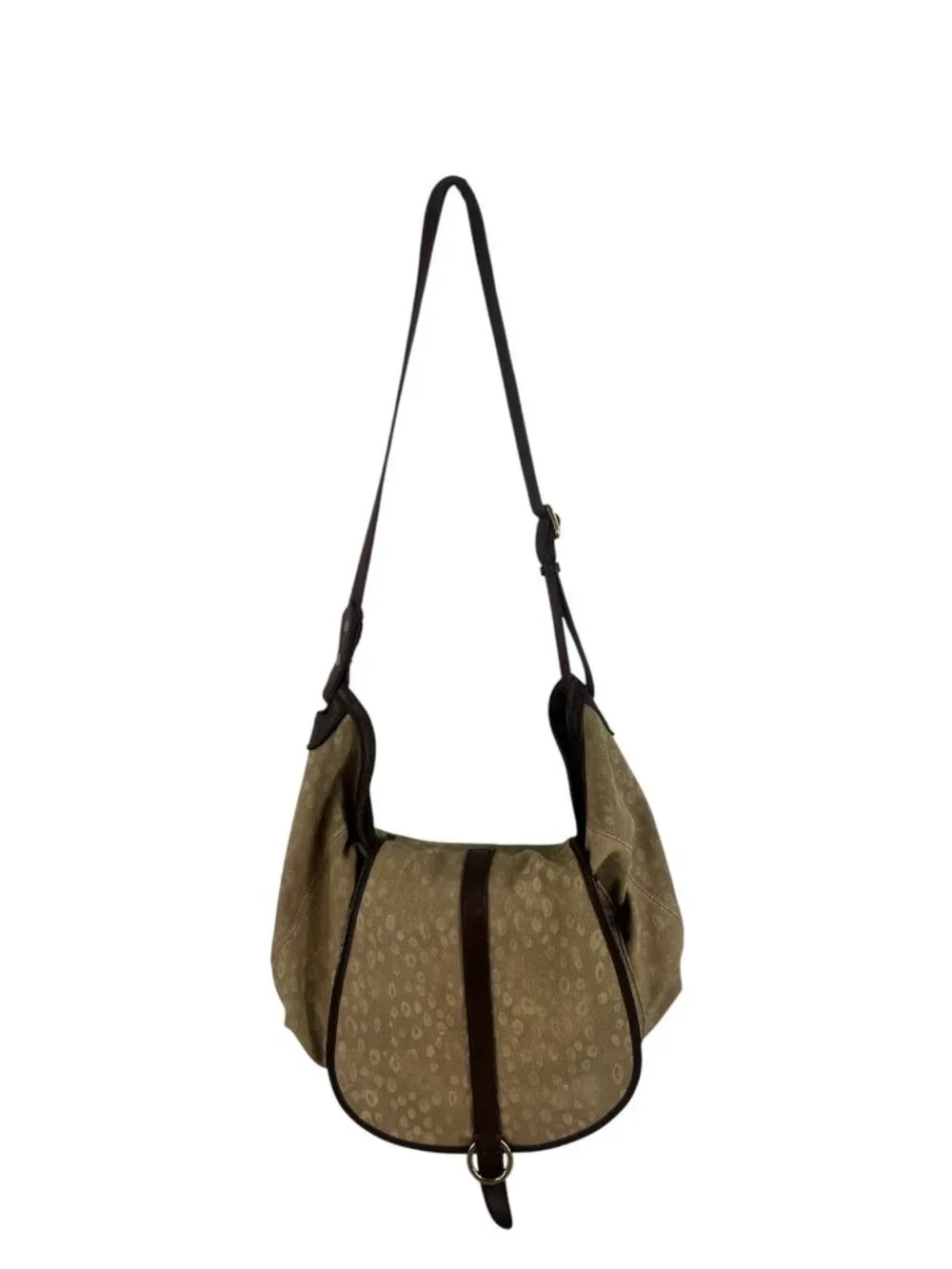 vtg y2k Lucky Brand large hobo leather/canvas anymal print ombre dyed bag
